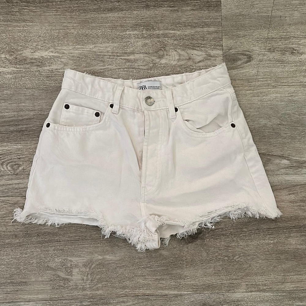 Zara White Denim Shorts